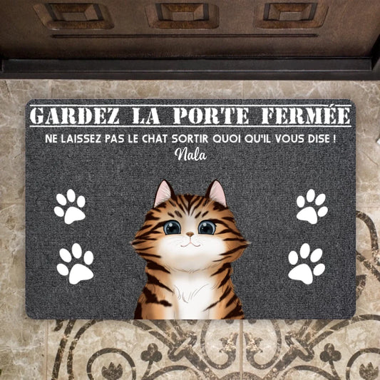 Gardez La Porte Fermée - Chat Tapis Décoratif Personnalisé