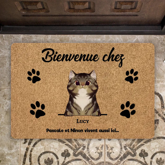 Bienvenue Chez Les Chats - Tapis Personnalisé