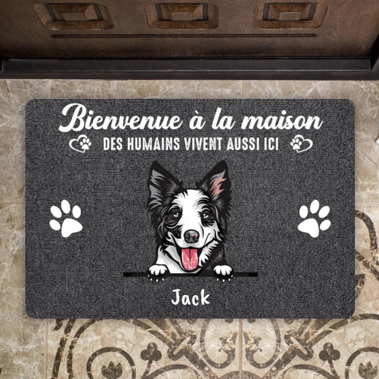 "Bienvenue à la maison" - Chiens, Chats Tapis Décoratif Personnalisé